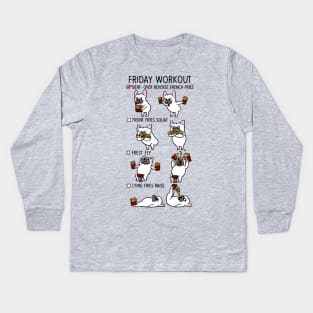 Friday Workout with French Bulldog Kids Long Sleeve T-Shirt